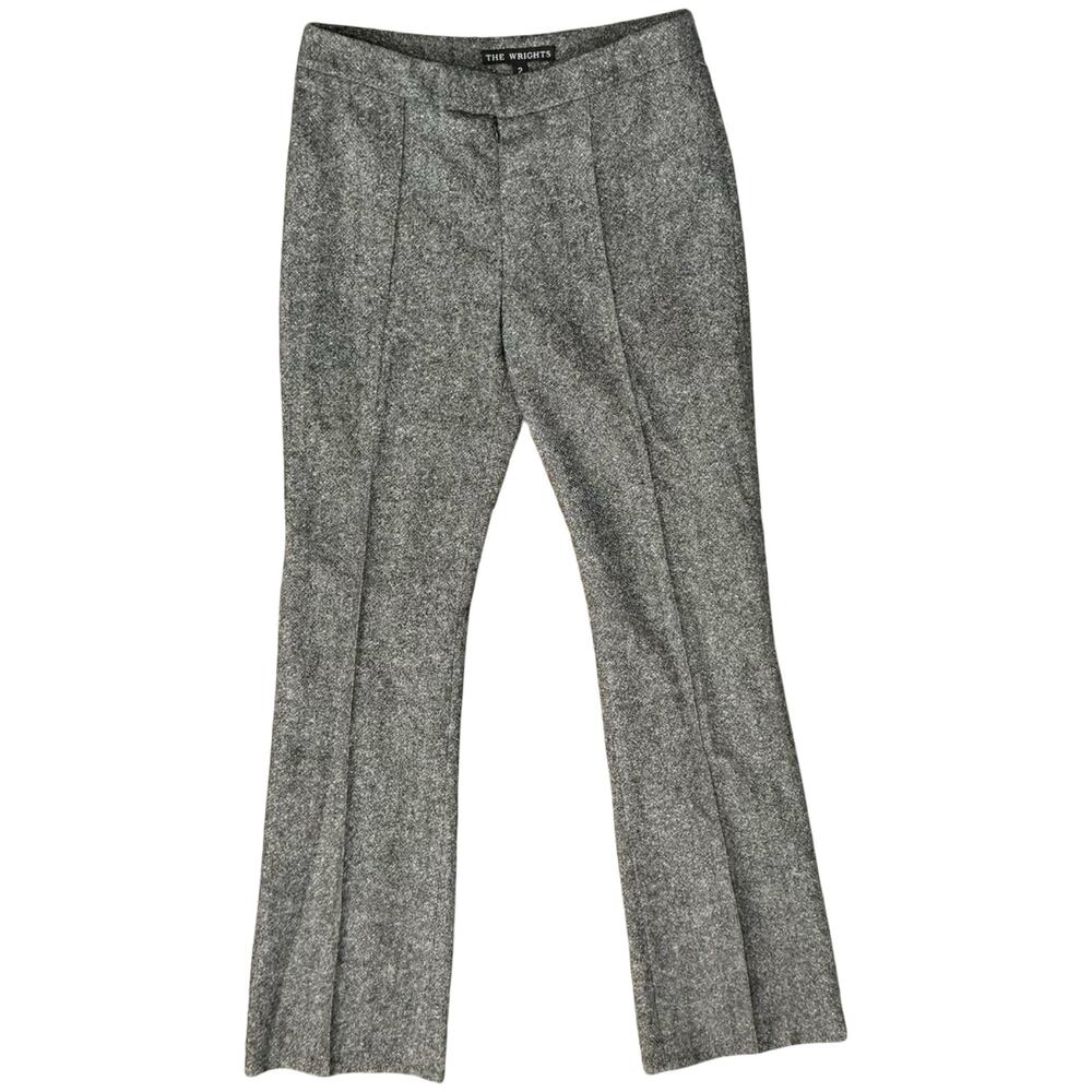 The Wrights Heather Gray Black Slim Straight Leg Wool Trousers Pants size 2